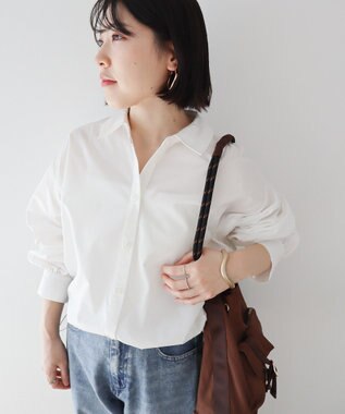 Green Parks イージーケア裾ドロストシャツ Off White