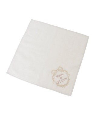 Maison de FLEUR リボンフレーム刺繍タオルハンカチ Ivory