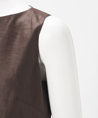 23区 【エステータ】チンツリネン ペプラム ブラウス ダークブラウン系