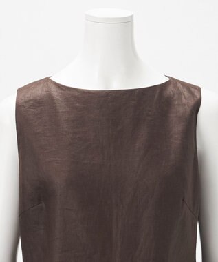 23区 【エステータ】チンツリネン ペプラム ブラウス ダークブラウン系