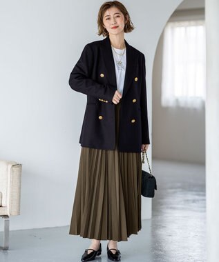 23区 S 【見上愛さん着用/CanCam11月号掲載】パウダリータイプライター プリーツ スカート カーキ系