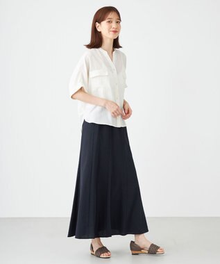 SHARE PARK LADIES 【洗える】ドルマンスリーブサテンシャツ アイボリー系