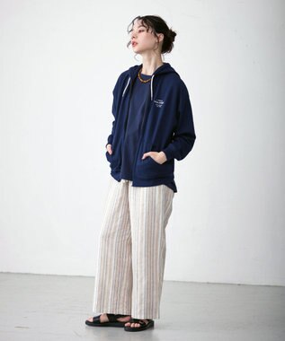 J.PRESS YORK STREET 【UNISEX】フルジップ裏毛ロゴパーカー ネイビー系