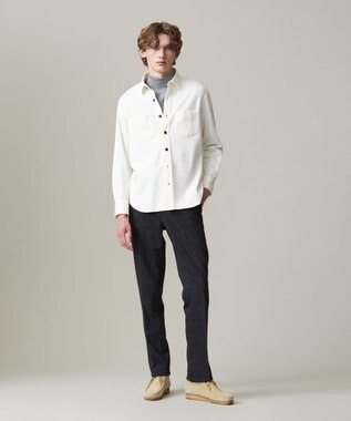 J.PRESS MEN ウールコットン ダブルカバーツイルシャツ アイボリー系