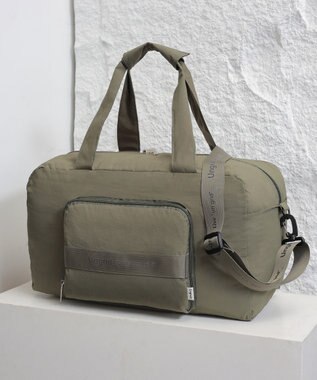 style code 【Ungrid/アングリッド】撥水軽量ソフトナイロン ロゴテープ折り畳みラージ　トラベルボストンバッグ(33L） カーキ