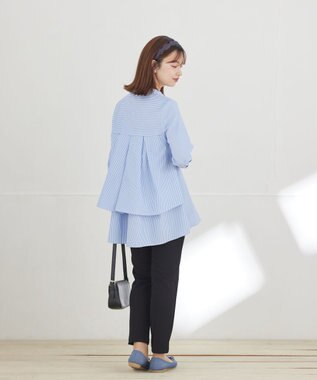 Tiaclasse L 【安田美沙子さん着用】日本製ジョーゼットピンタックテーパードパンツ ブラック