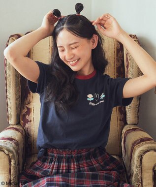 earth music&ecology ｍｉｆｆｙ／ｅａｒｔｈ　Ｒｏｓｅ　ｒｉｎｇｅｒ　Ｔｅｅ Navy