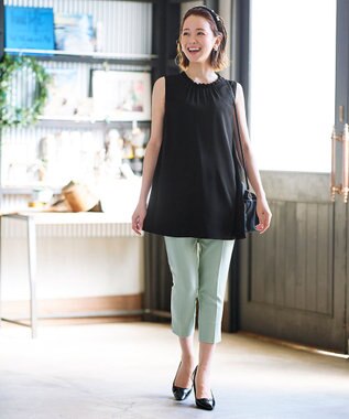 Tiaclasse L 【洗える】体型カバーも叶うフリルカラーチュニックブラウス ブラック