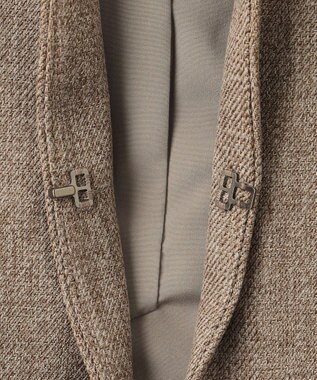 23区 S 【洗える】ウールライクカルゼ ノーカラー ジャケット ダークブラウン系