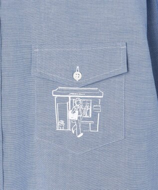 J.PRESS MEN 【AaronChang】【UNISEX】コットンダンガリー シャツ / B.D. / Baggy-Fit ブルー系