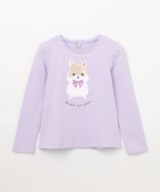 ANY KIDS ミラクルスパンコール 長袖 Tシャツ ラベンダー×ハムスター