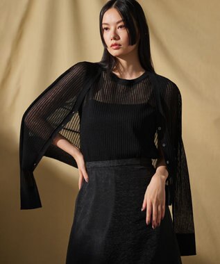 uncrave シアー リブ ノースリーブ ニット（uncrave STANDARD） ブラック