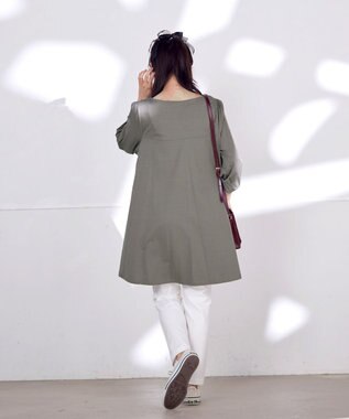 Tiaclasse L 【洗える】大人可愛いバックフレアカットチュニック グレージュ