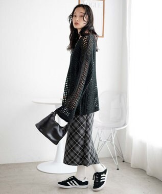 WEGO ビッグメッシュニットプルオーバー ブラック