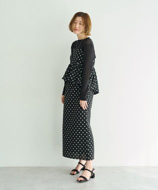 YECCA VECCA ドット柄バルーンキャミワンピース Black