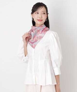 MOONBAT 【シルク100%】FURLA (フルラ) 花柄 シルクプリントスカーフ 65cm×65cm  UV対策 手洗い可能 ローズピンク