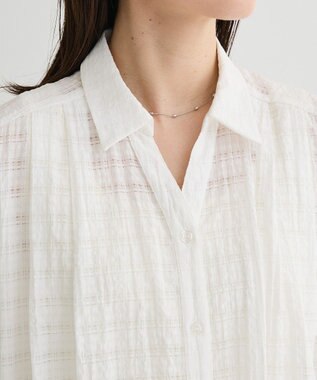 Green Parks シアーチェックシャツワンピース Off White