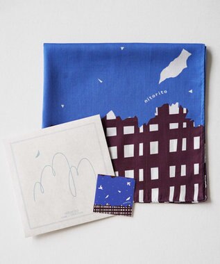 nitorito 【UNISEX】ギフトパッケージ&ステッカー付 forest ハンカチ スカーフ blue x brown