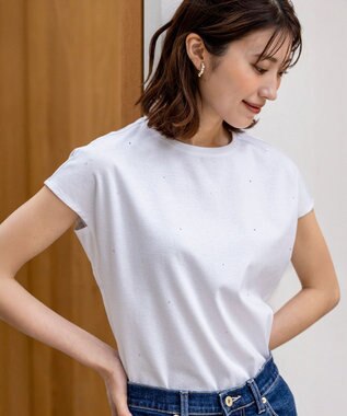 【洗える】ビジュー付き カットソー