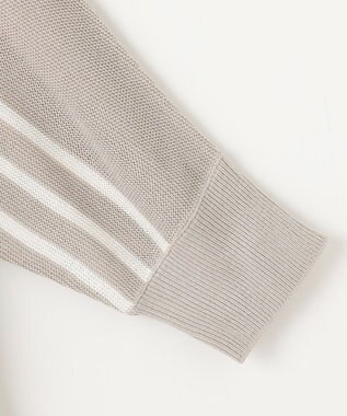 ANY L 【洗濯機可/アンチピリング/UVケア】アクリルガーターニット グレー×オフボーダー