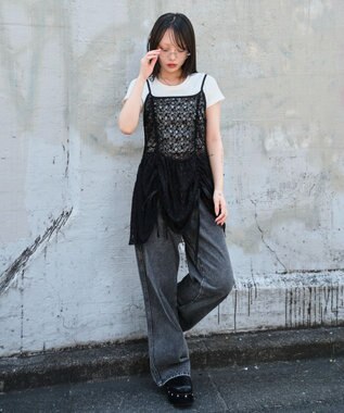 WEGO ドロストデザインキャミワンピース ブラック