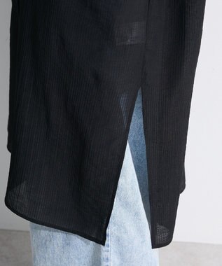 Green Parks 半袖シアーシャツワンピース Off White