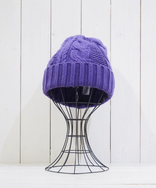 石田製帽 〈新色追加！〉カシミヤニット アラン編みワッチN ニット帽 パープル
