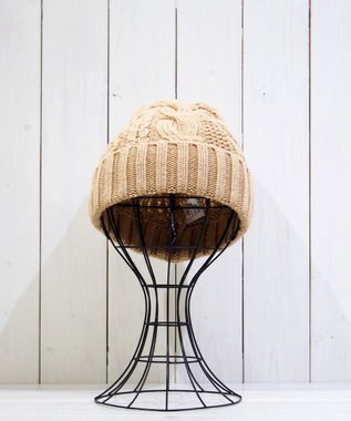 石田製帽 〈新色追加！〉カシミヤニット アラン編みワッチN ニット帽 ミディアムベージュ