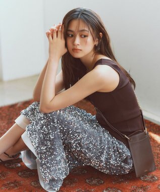 NAVE 【Nave・洗える】スパンコール スカート シルバー系