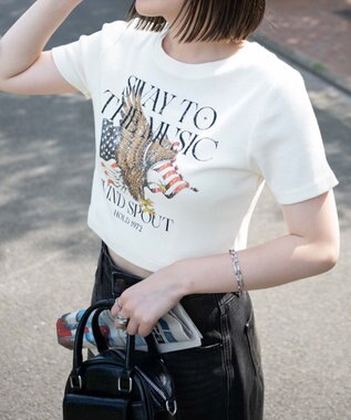 WEGO ヴィンテージウォッシュグラフィックリブT オフホワイト