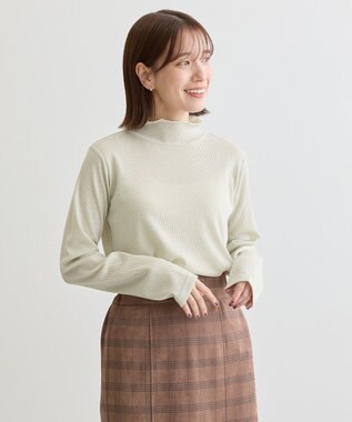 Green Parks ラメリブタートルプルオーバー Light Beige