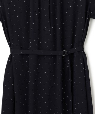 23区 S 【洗える】バックサテンアムンゼン ドットプリント ワンピース ネイビードット