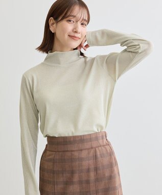 Green Parks ラメリブタートルプルオーバー Light Beige