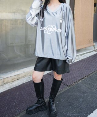 WEGO サテンゲームグラフィックプルオーバー グレー