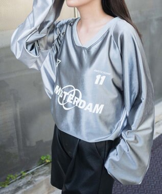 WEGO サテンゲームグラフィックプルオーバー グレー