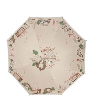 MOONBAT DAKS(ダックス) 晴雨兼用日傘 長傘 カラフルな街並み フワクール生地使用 ベージュ