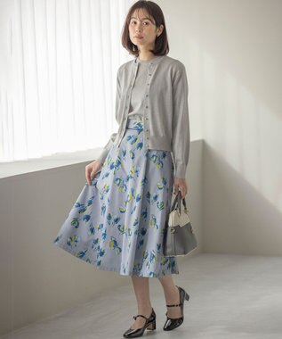 組曲 S 【WEB限定・2SET】5分袖ラメ入りアンサンブルニット シルバー系