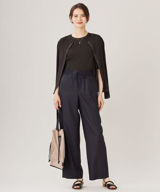 自由区 L 【カタログ掲載・アンサンブル対応・洗える】グリッターリブ カーディガン ダークブラウン