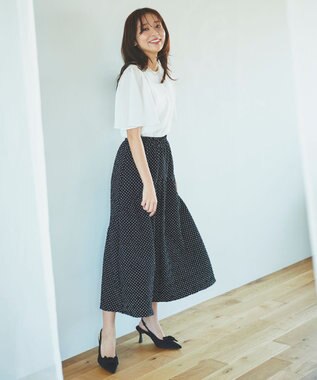 Feroux 【UVケア】ジョーゼットフレアスリーブ Tシャツ ホワイト系