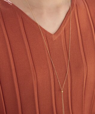 Tiaclasse 【洗える】プリーツ編みVネックニットトップス オレンジ