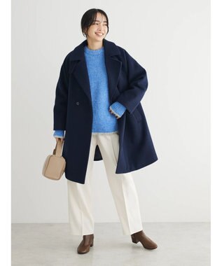 Green Parks ビーバー調テーラードカラーコート Navy