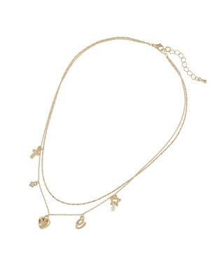 earth music&ecology レター２連ネックレス Gold