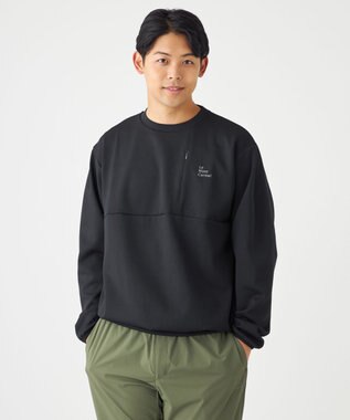 SHARE PARK MENS 【UVカット・吸水速乾・ストレッチ・軽量・アンチピリング 】ダンボールクルーネックスウェット（L・XLサイズ） ブラック系