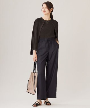 自由区 L 【カタログ掲載・アンサンブル対応・洗える】グリッターリブ カーディガン ダークブラウン