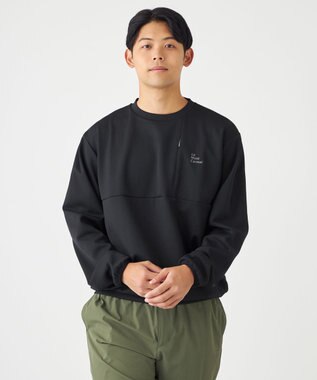 SHARE PARK MENS 【UVカット・吸水速乾・ストレッチ・軽量・アンチピリング 】ダンボールクルーネックスウェット（L・XLサイズ） ブラック系