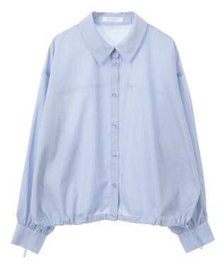 Green Parks イージーケア裾ドロストシャツ Sax