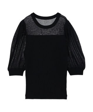 earth music&ecology シアーパワショルニットプルオーバー Black