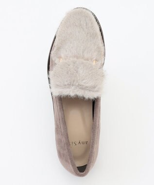 ANY SIS 【23.0cm~24.5cm】フェイクファーメタル モカシン グレージュ