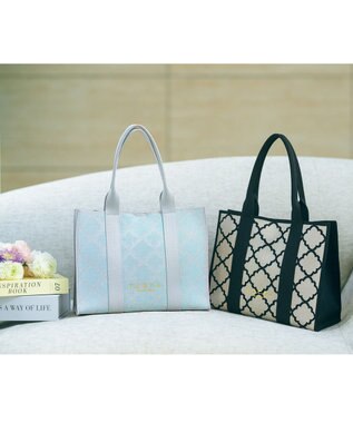 TOCCA 【大人百花掲載】【A4サイズ対応】CHECKER CLOVER KNITBAG ニットバッグ トッカブルー系