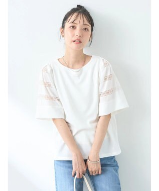 earth music&ecology フレア袖レースプルオーバー Ivory